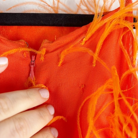 Cult Gaia Shannon Ostrich Feather Silk Mini Dress Orange XS Cocktail Party - Picture 9 of 12